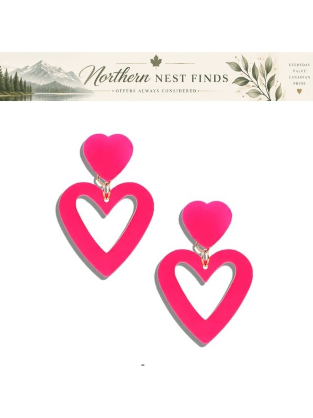 Heart Dangle Earrings Valentines Day Love Gift for Women Girls
